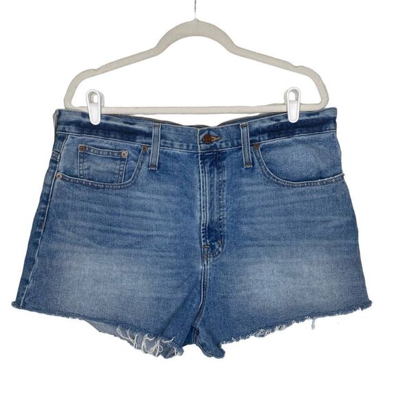 Madewell The Perfect Jean Short Frayed Hem Shorts High Rise Denim Blue Size 32 - Picture 1 of 11